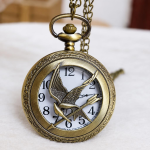 Orologio da taschino al quarzo color bronzo con uccello