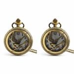 Orologio da taschino al quarzo color bronzo con uccello — Set da 2