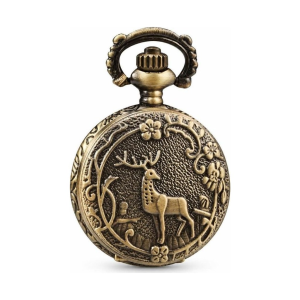 Orologio da taschino al quarzo con cervo color bronzo
