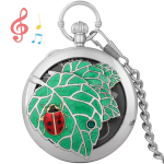 Orologio da taschino al quarzo con coccinella e foglia — Argentato