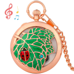 Orologio da taschino al quarzo con coccinella e foglia — Ramato rosato