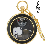 Orologio da taschino al quarzo con elefante e cigno — Dorato