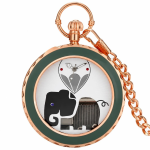 Orologio da taschino al quarzo con elefante e cigno — Oro rosa