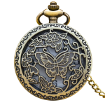 Orologio da taschino al quarzo con farfalla traforata