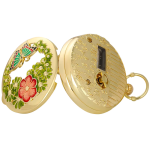 Orologio da taschino al quarzo con fiori e farfalla