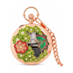 Orologio da taschino al quarzo con fiori e farfalla — Oro giallo