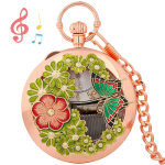 Orologio da taschino al quarzo con fiori e farfalla — Oro rosa