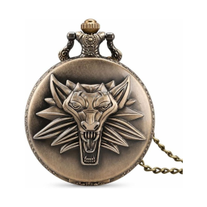 Orologio da taschino al quarzo con leone in rilievo
