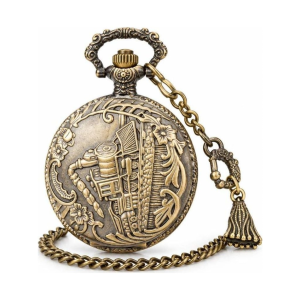 Orologio da taschino al quarzo con locomotiva e nappina