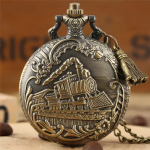 Orologio da taschino al quarzo con locomotiva e nappina
