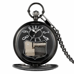 Orologio da taschino al quarzo con locomotiva in rilievo