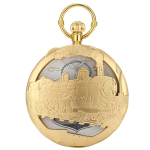 Orologio da taschino al quarzo con locomotiva traforata
