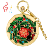 Orologio da taschino al quarzo con musica e libellula — Dorato