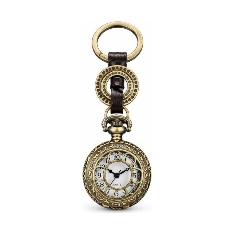 Orologio da taschino al quarzo con portachiavi vintage