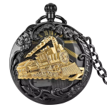 Orologio da taschino al quarzo con quadrante floreale — Nero e oro