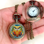 Orologio da taschino al quarzo con quadrante illustrato — Gufo