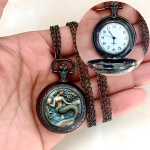 Orologio da taschino al quarzo con quadrante illustrato — Sirena, metallo scuro