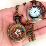 Orologio da taschino al quarzo con quadrante illustrato — Uccello tra i fiori