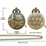 Orologio da taschino al quarzo con tigre in rilievo