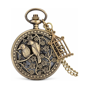 Orologio da taschino al quarzo con uccelli