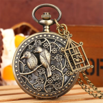 Orologio da taschino al quarzo con uccelli
