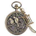 Orologio da taschino al quarzo con uccelli