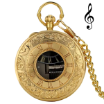 Orologio da taschino al quarzo dorato con motivi musicali