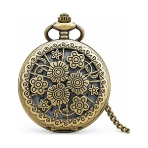 Orologio da taschino al quarzo floreale color bronzo