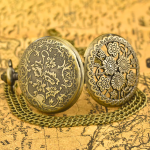 Orologio da taschino al quarzo floreale color bronzo
