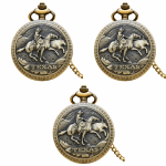 Orologio da taschino al quarzo texano con rodeo — Confezione da 3