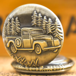 Orologio da taschino al quarzo vintage con camioncino