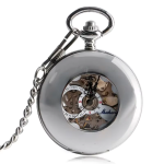 Orologio da taschino automatico argentato con numeri romani