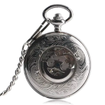 Orologio da taschino automatico argentato con numeri romani