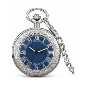 Orologio da taschino automatico blu con numeri romani