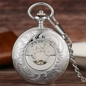 Orologio da taschino automatico blu con numeri romani