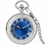 Orologio da taschino automatico blu con numeri romani