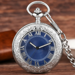 Orologio da taschino automatico blu con numeri romani
