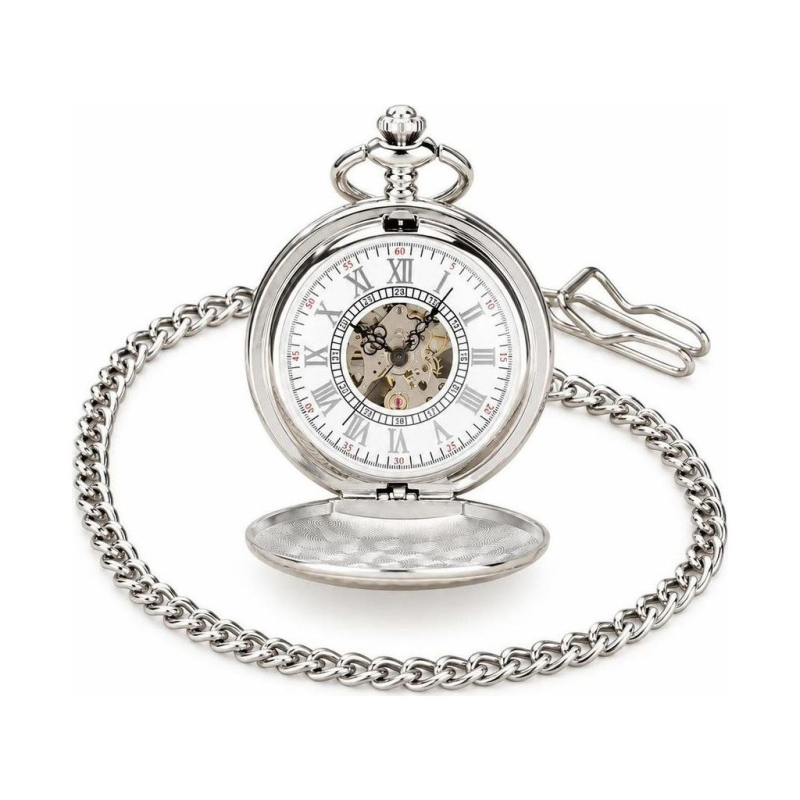 Orologio da taschino automatico meccanico argentato