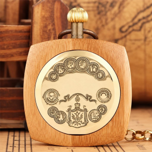Orologio da taschino automatico quadrato effetto legno