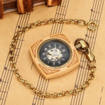 Orologio da taschino automatico quadrato effetto legno