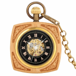 Orologio da taschino automatico quadrato effetto legno