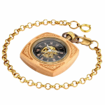 Orologio da taschino automatico quadrato effetto legno