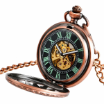 Orologio da taschino automatico scheletrato ramato