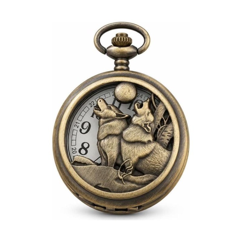 Orologio da taschino con due lupi al quarzo