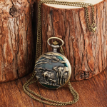 Orologio da taschino con elefanti in finitura bronzo