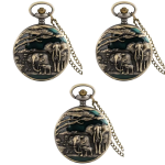 Orologio da taschino con elefanti in finitura bronzo — Lotto da 3