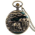 Orologio da taschino con elefanti in finitura bronzo — Singolo