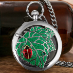 Orologio da taschino con musica al quarzo e insetti — Coccinella argentata