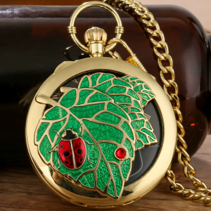 Orologio da taschino con musica al quarzo e insetti — Coccinella dorata