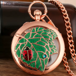 Orologio da taschino con musica al quarzo e insetti — Coccinella rosa ramato